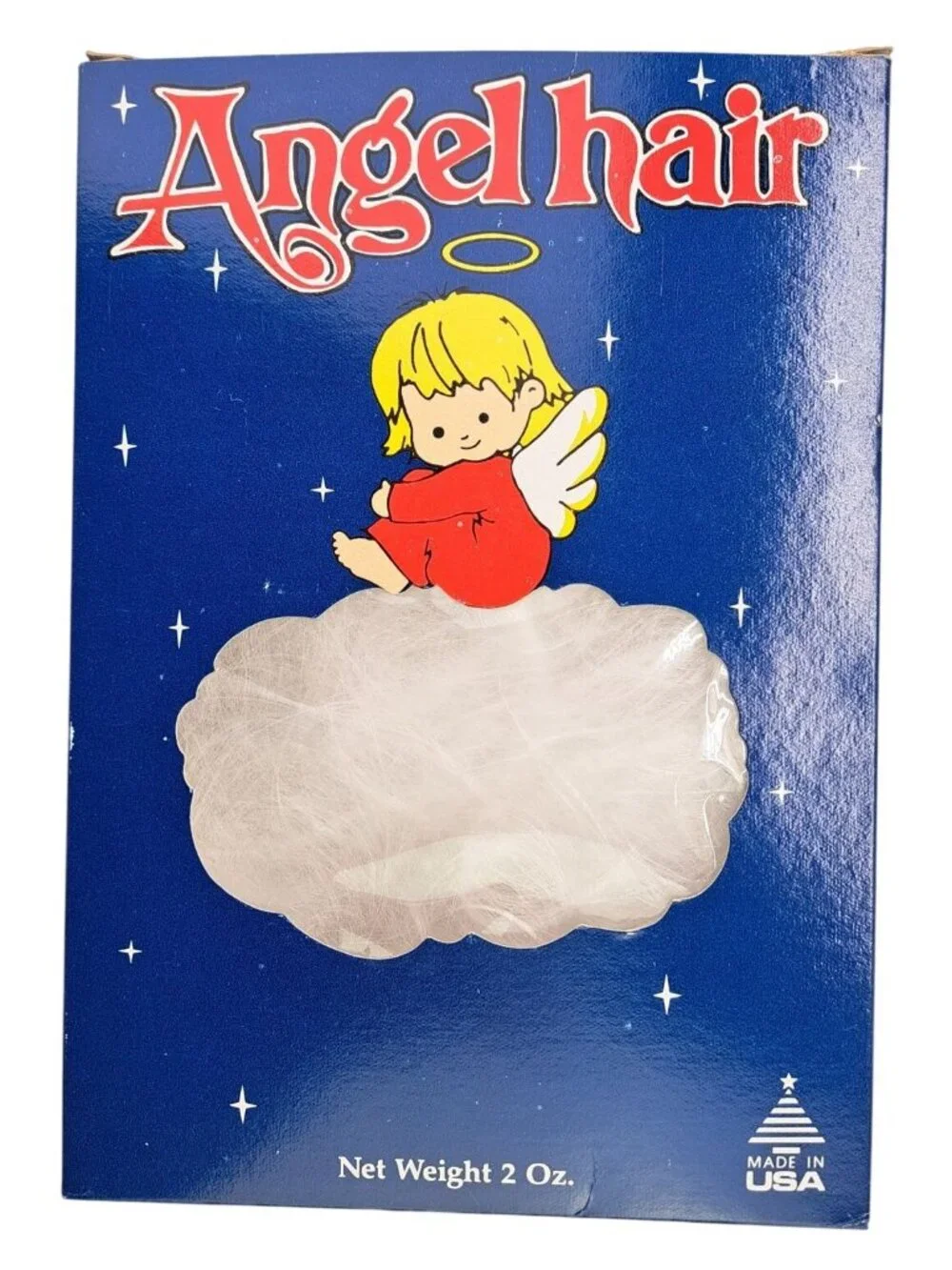 Vintage Angel Hair Spun Glass Christmas Decoration Snow Union Wadding Co USA New